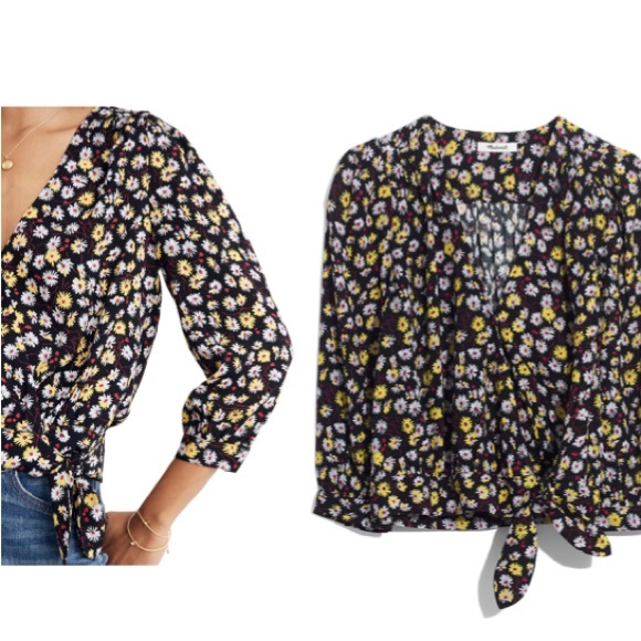 MADEWELL French Floral Wrap Top NWT M Multi - Picture 2 of 7